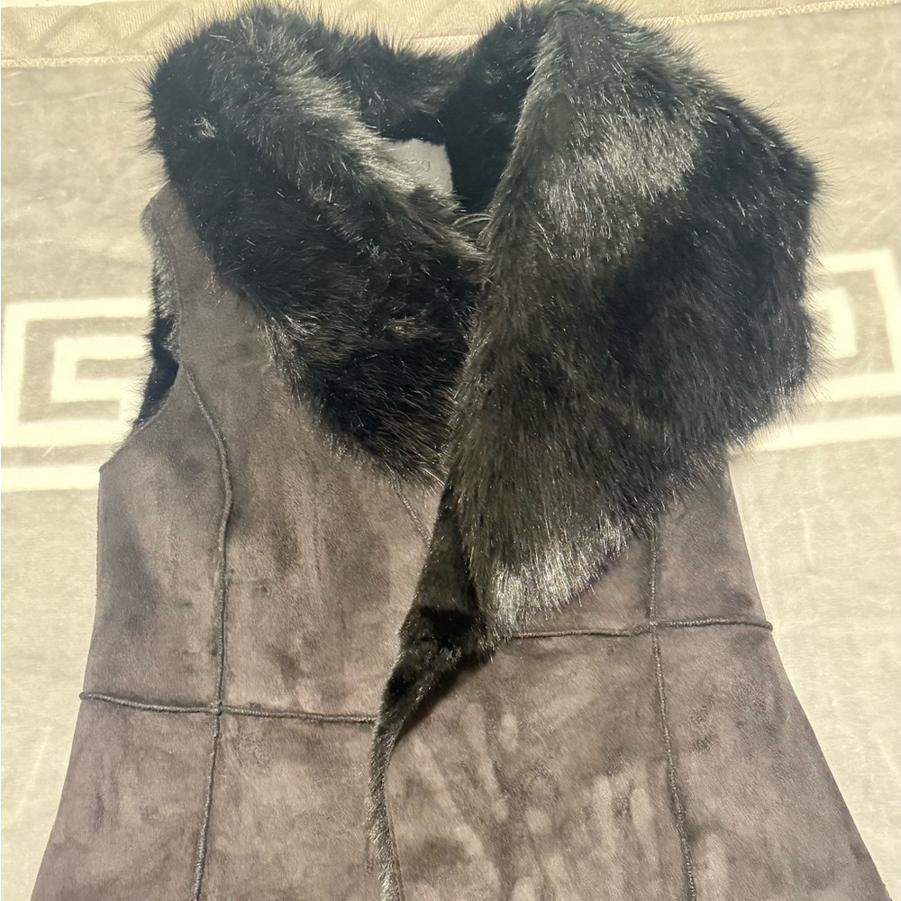 Madison Black Faux Fur Vest